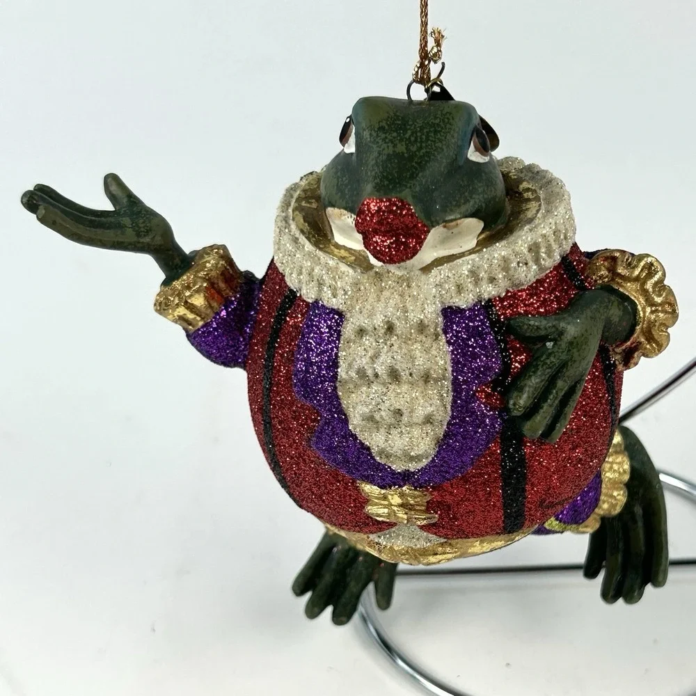 Katherine's Collection Frog Jester Ornament Red Purple Glitter Vintage Christmas